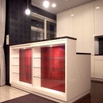 横浜のオーダー家具ユウキが作った背板にチンチラ布を使ったカウンター下収納